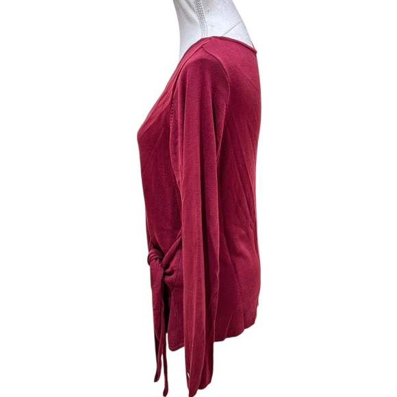 Rabalder cranberry half knit wrap Long Sleeve top made in India size large - Picture 8 of 11